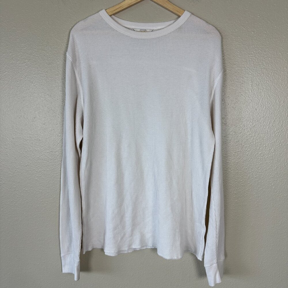 AYR Men's Shirt Waffle Knit Long Sleeve Thermal Pullover Oyster White Large - Picture 3 of 4